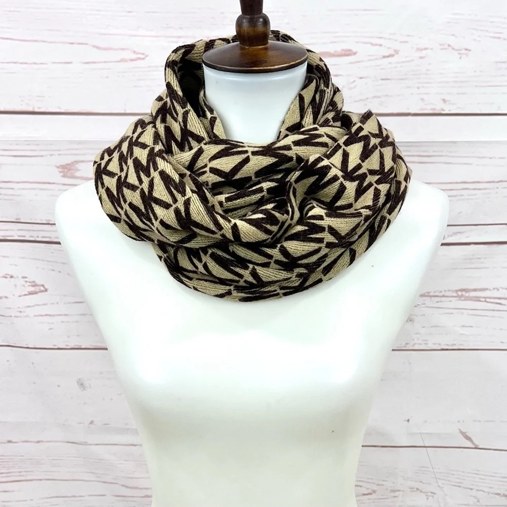 Michael Kors Reversible Brown & Tan MK Monogram Infinity Scarf